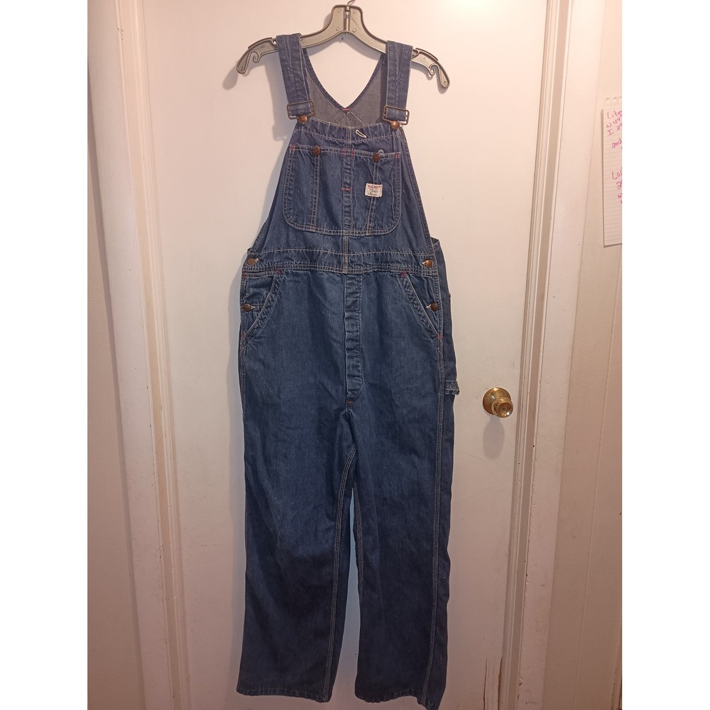 Vintage 60s Big Mac 38x29 Square Bak Sanforized Overalls JC Penney Blue Denim